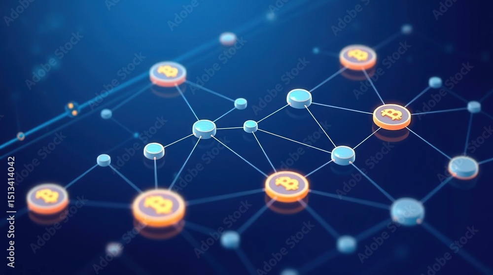 Futuristic Blockchain Network Modern Flat Design Illustration Futuristic Blockchain Network Modern Flat Design Illustration