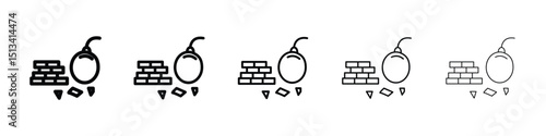 Demolition icon Outline and flat style designs