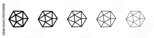 Dice d20 icon Outline and flat style designs