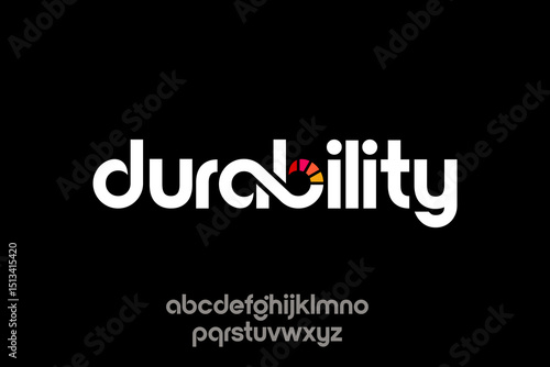 Mobileword of finance durability. modern minimalist round clean alphabet font. lowercase bold typography vector illustration design