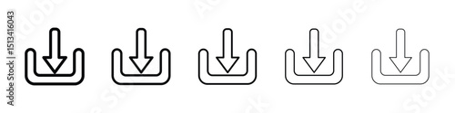 Download button icon Outline and flat style designs