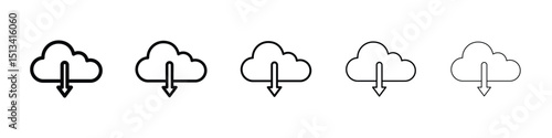 Download from Cloud icon Outline and flat style designs