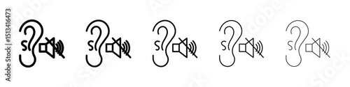 Ear deaf icon Outline and flat style designs
