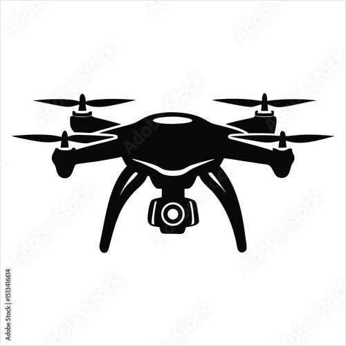 Drone silhouette illustration, Drone silhouette vector bundle illustration, Drone silhouette, Drone with camera, Drone Aerial Black Silhouette Icon, Vector black-white silhouette icon and Flying Drone