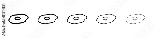 Egg fried icon Outline and flat style designs