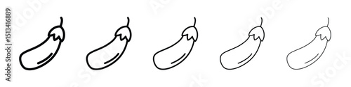 Eggplant icon Outline and flat style designs