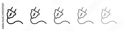 Electric plug icon Outline and flat style designs