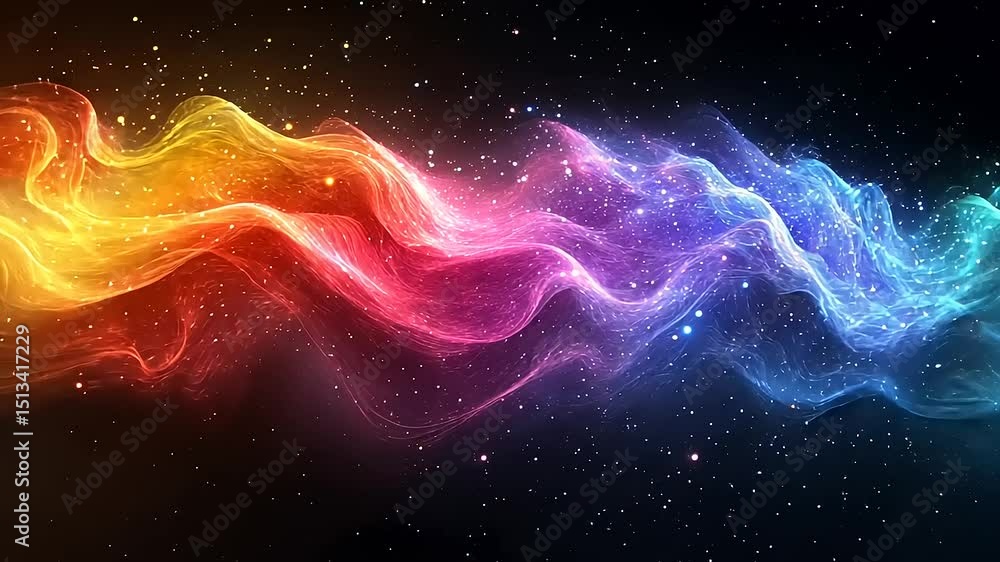 Abstract cosmic energy waves with vibrant colors against a dark starry background for creative projects Abstract cosmic energy waves with vibrant colors against a dark starry background for creative projects