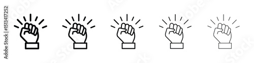 Empowerment icon Outline and flat style designs