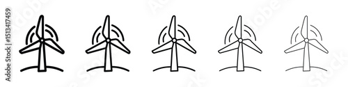 Eolic energy icon Outline and flat style designs