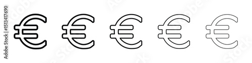 Euro icon Outline and flat style designs