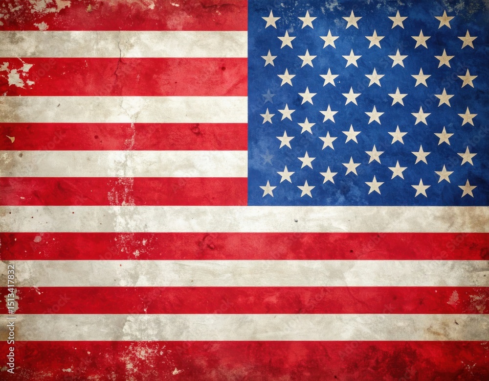 Naklejka premium Aged, distressed American flag