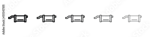 Exhaust pipe icon Outline and flat style designs