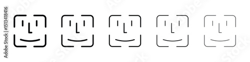 Face id icon Outline and flat style designs