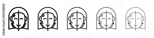 Facelifting procedure icon Outline and flat style designs