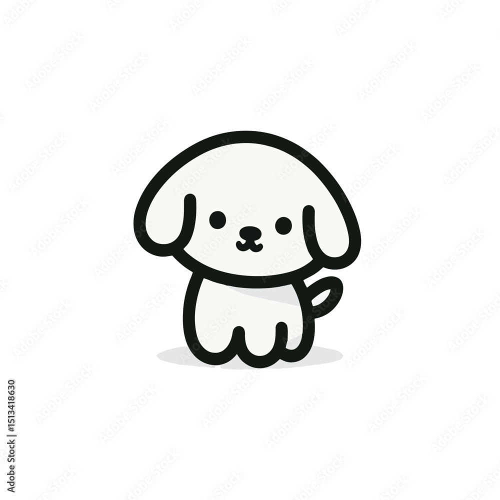 Fototapeta premium Cute puppy character with a round face and small tail 