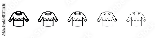 Female sweater icon Outline and flat style designs