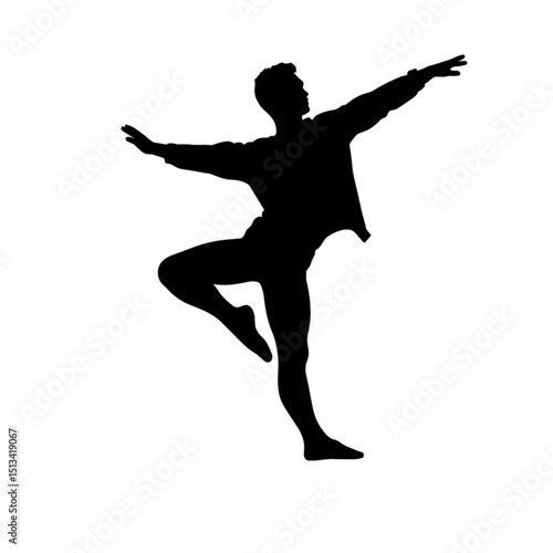 Male dancer performing a silhouette pose without background  