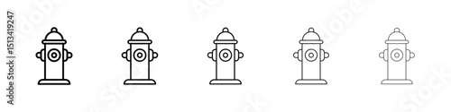 Fire hydrant icon Outline and flat style designs