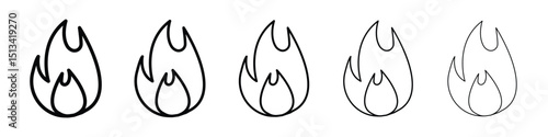 Fire icon Outline and flat style designs