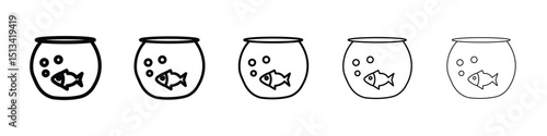 Fish bowl icon Outline and flat style designs