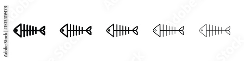Fishbone icon Outline and flat style designs