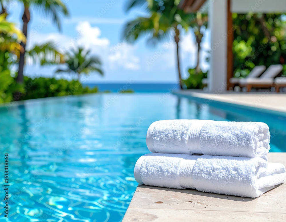 Fototapeta premium Poolside Towels: Tropical Relaxation