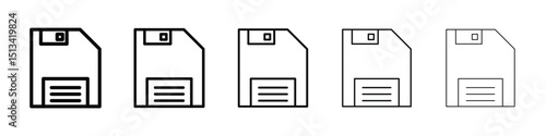 Floppy disk icon Outline and flat style designs