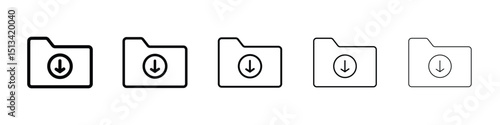 Folder download icon Outline and flat style designs