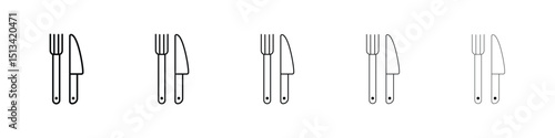 Fork and Knife icon Outline and flat style designs