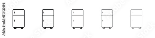 Fridge icon Outline and flat style designs