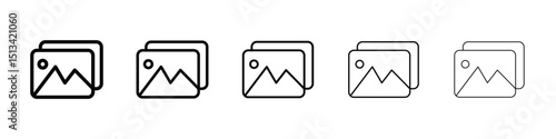 Gallery icon Outline and flat style designs