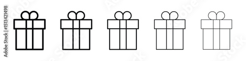Gift box icon Outline and flat style designs