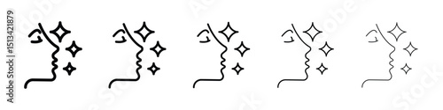 Glowing skin icon Outline and flat style designs