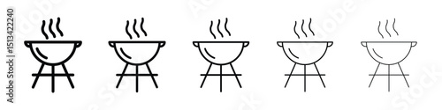 Grill icon Outline and flat style designs