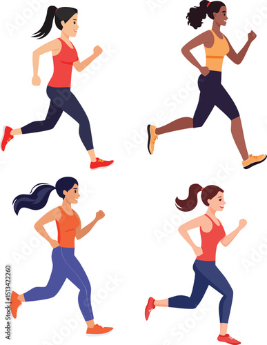 woman jogging illustration vector