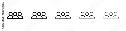 Group icon Outline and flat style designs