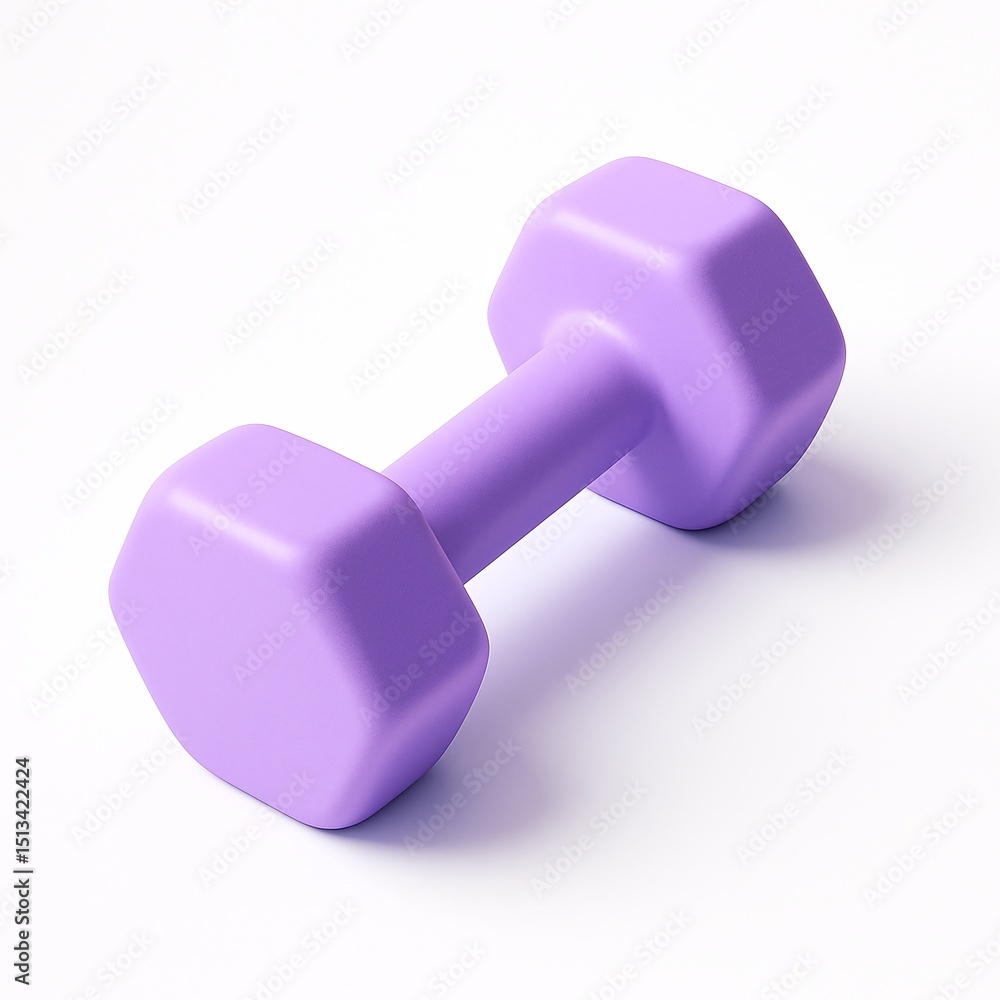 3D icon of Purple dumbbell isolated on white background for fitness and strength training 3D icon of Purple dumbbell isolated on white background for fitness and strength training