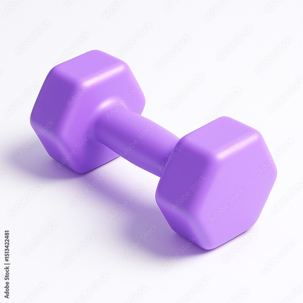 3D icon of Purple dumbbell isolated on white background for fitness and strength training 3D icon of Purple dumbbell isolated on white background for fitness and strength training