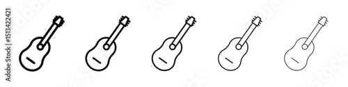 Guitar icon Outline and flat style designs