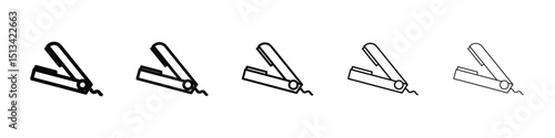 Hair straightener icon Outline and flat style designs
