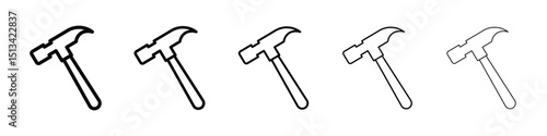 Hammer icon Outline and flat style designs