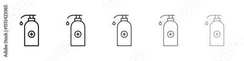 Hand sanitizer icon Outline and flat style designs
