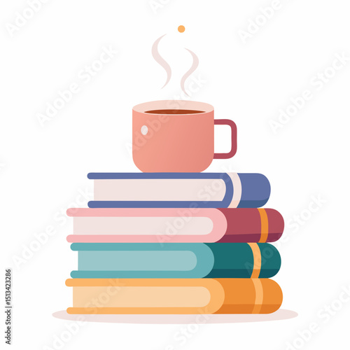 National Book Lovers Day Vector - Cozy Reading Illustrations and Books on White Background