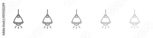 Hanging light icon Outline and flat style designs