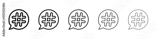 Hashtag icon Outline and flat style designs
