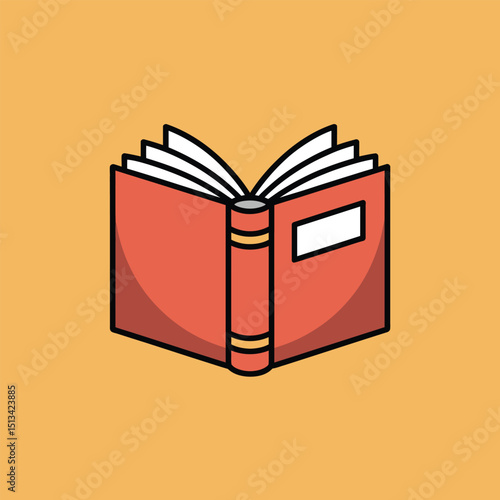 Open Red Book with Quill Pen on Blue Gradient Background Representing Literature, Writing, Education, or Creative Storytelling in a Vintage and Elegant Style.