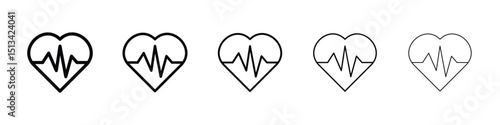 Heartbeat icon Outline and flat style designs