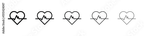 Heartbeat icon Outline and flat style designs