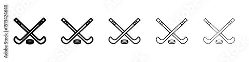 Hockey sticks icon Outline and flat style designs
